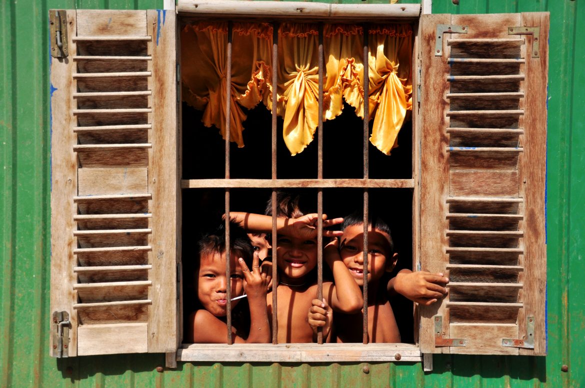 Smiling boys in Cambodia