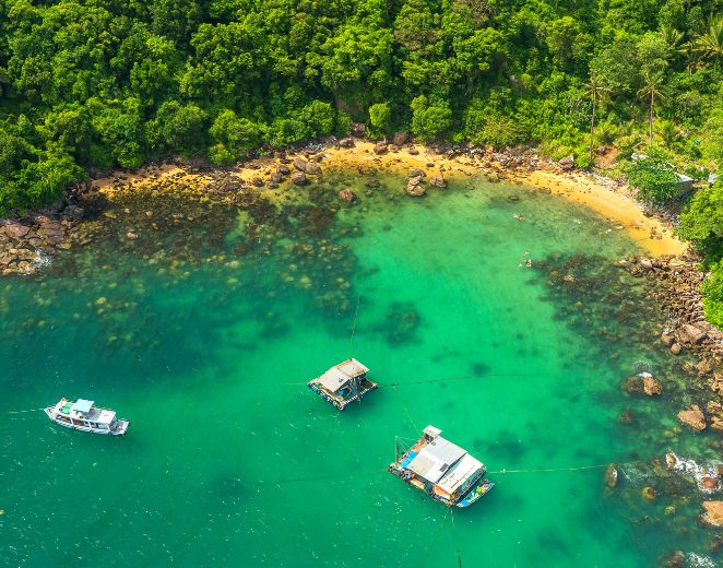 Explore the colorful coral reefs and marine life of Phu Quoc. 